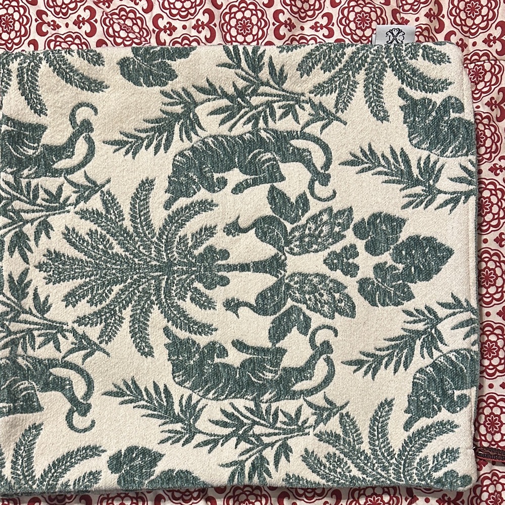 Christian Lacroix Green and Red Floral Fabric pillow covers